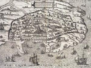 エジプトのアレクサンドリアの町の地図、c.1625 作： Unknown